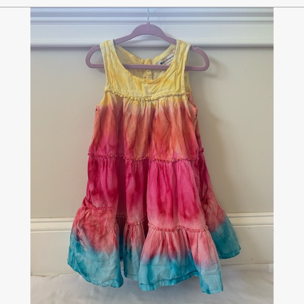 The Sweetest Tie Dye Tiered Pom Pom Dress